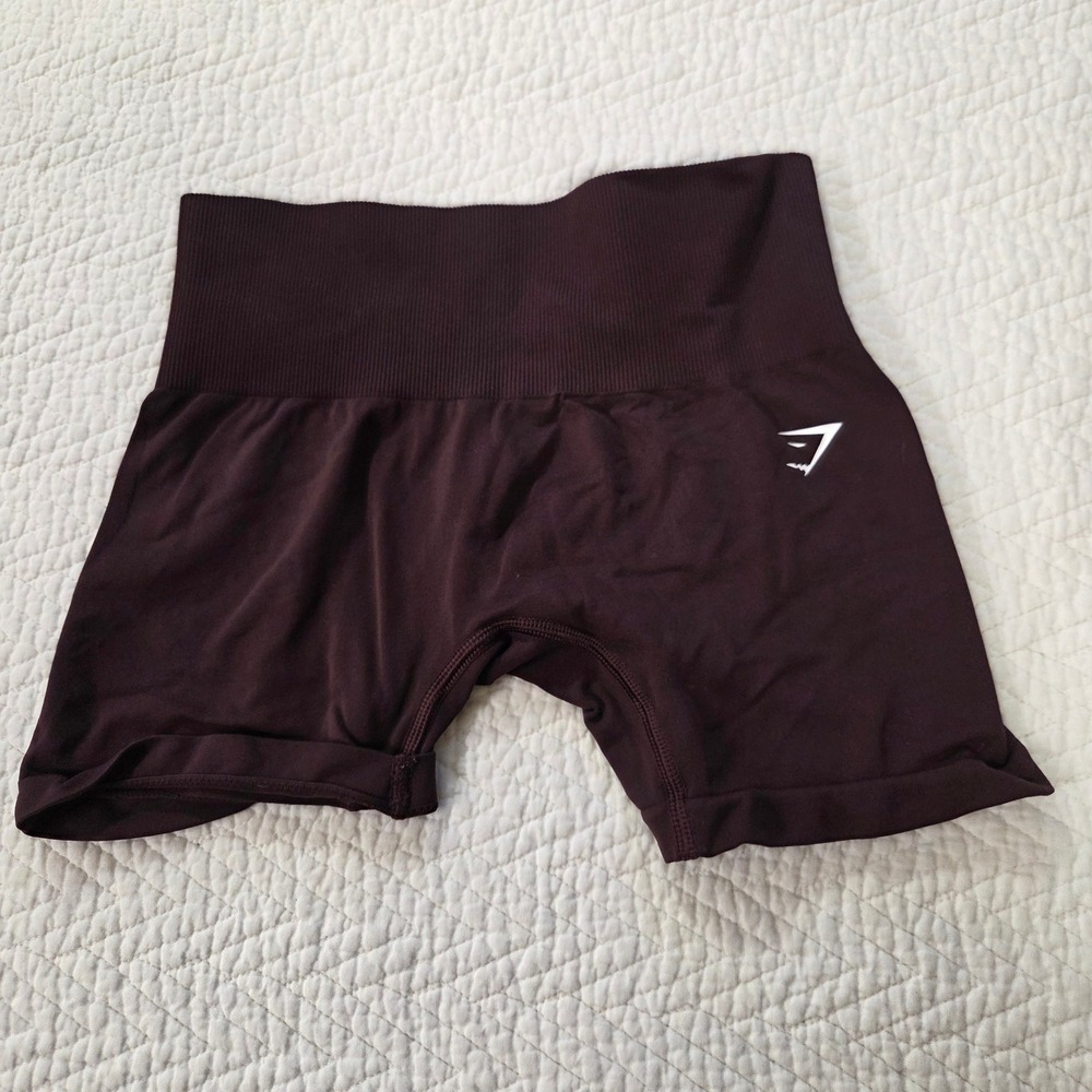 Gymshark Vital Seamless 2.0 Shorts Cherry Brown High Waisted Athletic S